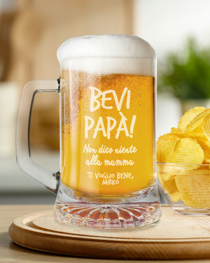 Boccale da Birra Personalizzato Bevi Papà, Non dico Niente alla Mamma! -  Idea Regalo Festa del Papà