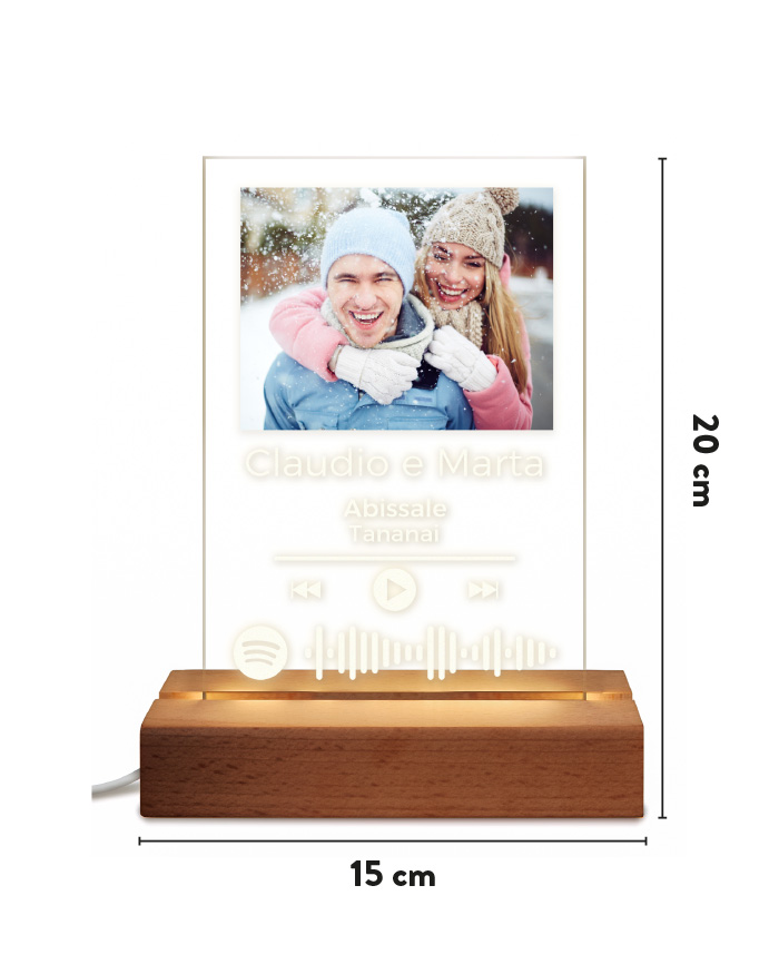 Lampada a Led Placca in Plexiglass con Foto, Nomi della Coppia e Codice  Canzone Spotify - Idea Regalo San Valentino per Lui e per Lei,  Anniversario, Decorazione per la Casa