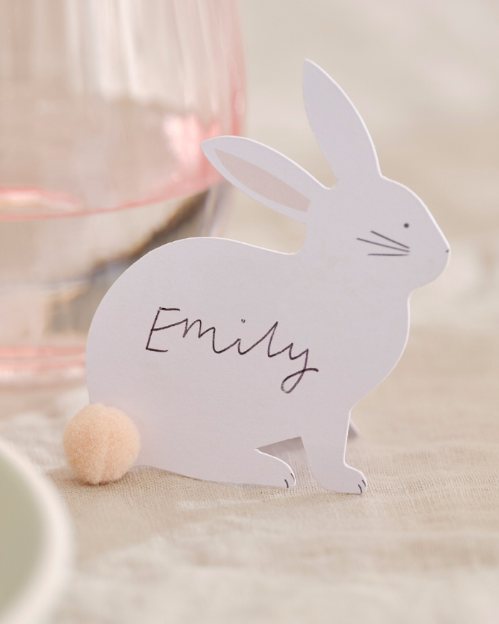 Set 6 Segnaposto Pasquali in Carta a Forma di Coniglietto con Pom Pom -  Idea Decorazione Tavola per Pasqua