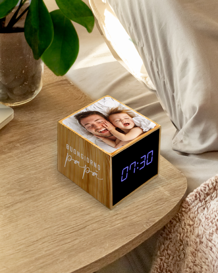 Sveglia Cubo in Legno Buongiorno Papà Personalizzata con Foto - Idea  Regalo per Papà, Festa del Papà, Compleanno