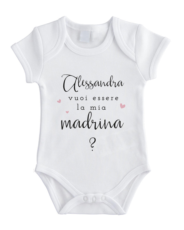 Fupies Bavaglino Neonato Personalizzato Con Nome E Giraffa - "Vuoi Essere La Mia Madrina?" - Cotone Morbido Made In Italy - 15x30 Cm