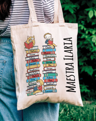 Borsa In Tela Personalizzata Per Insegnante - Tote Bag Cotone Naturale Con Nome