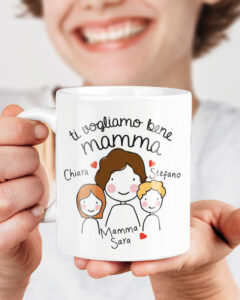 Tazza Ti Voglio Bene Mamma Con Giraffe - 325 Ml, Ceramica Extra-White, Stampa Su Entrambi I Lati, Microonde E Lavastoviglie, Idea Regalo Originale Made In Italy