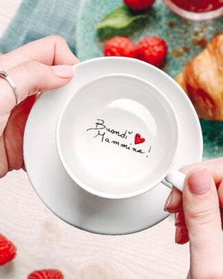 Tazzina da Caffè in Ceramica Dipinta a Mano Personalizzata con la Scritta  Buongiorno Mamma - Idea Regalo per Compleanno Mamma, Festa della Mamma