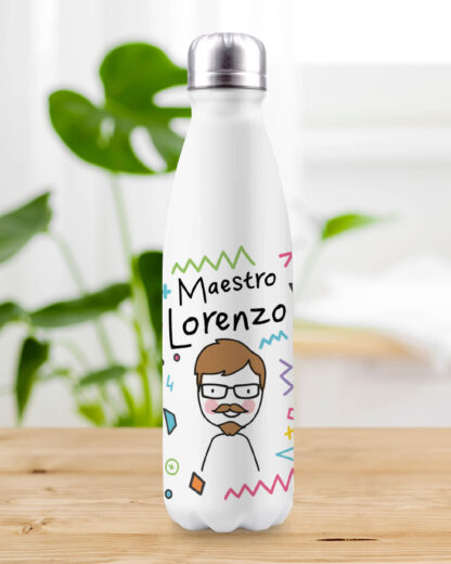 Borraccia personalizzata Sporty, 0,6 l, a prova di perdite, per bambini e adulti, idea regalo personalizzata, robusta borraccia sportiva con moschettone, per scuola, palestra e uso quotidiano