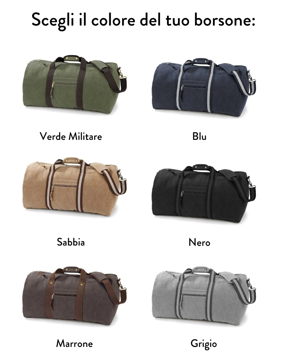 Borsone in Cotone Canvas "Annata Vintage" con Tracolla per Uomo Personalizzato con Nome e Anno di Nascita - immagine 3