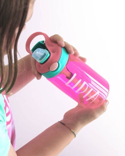 Borraccia con Cannuccia e Gancio per Scuola e Asilo, Verde/Blu per Bambino, Personalizzata con Nome – Idea Scuola per Bambino, Back to School - immagine 7