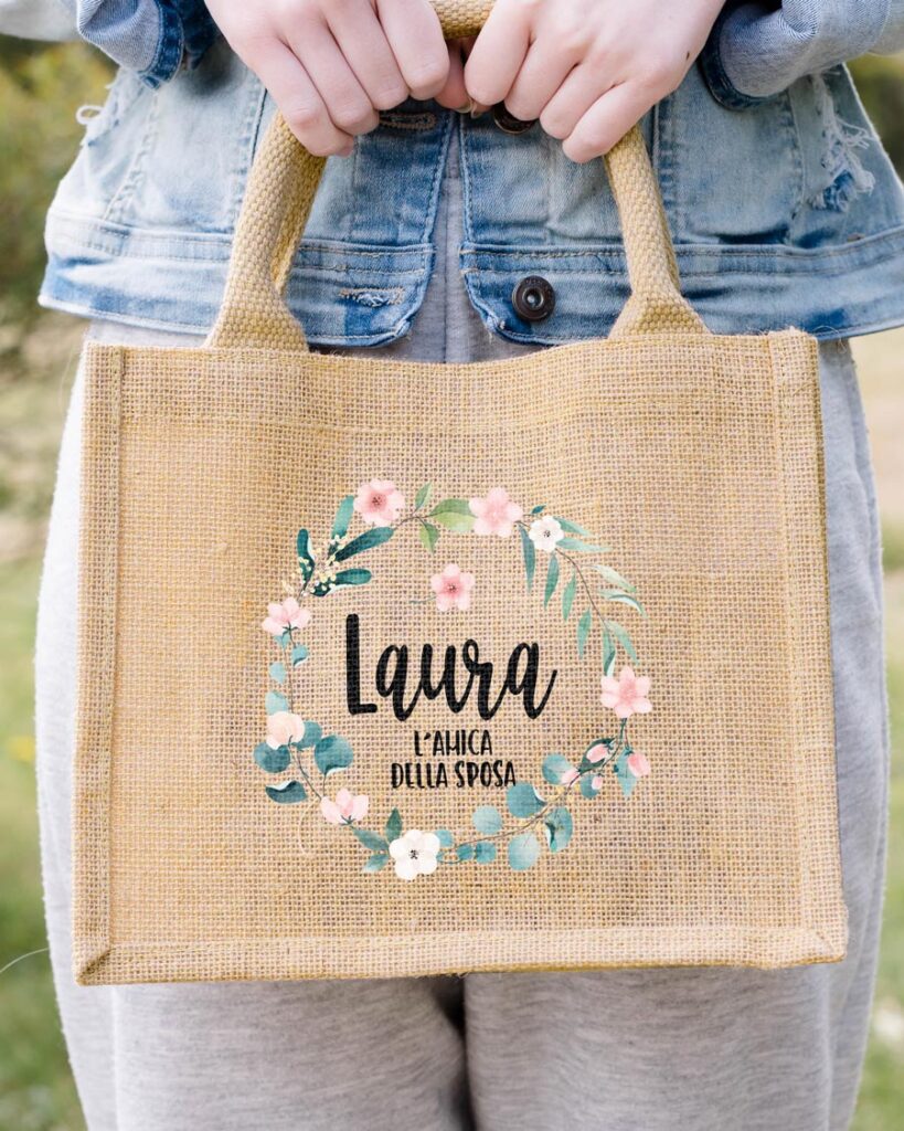 6 Borse Tote In Tela E Juta - Riutilizzabili Per Spesa, Regalo O Fai Da Te - Foto 6