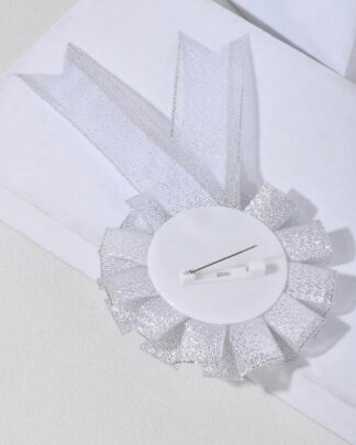 Coccarda Bianca per la Sposa con Scritta Bride to be e Dettagli Oro e