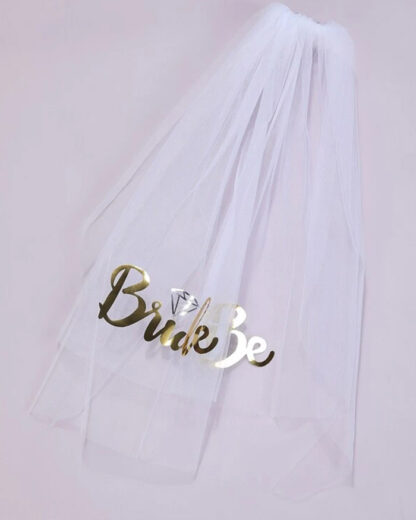 Velo da Sposa Personalizzato con Scritta Design "Bride To Be" in Lamina d'Oro - Idea Regalo Divertente per Addio al Nubilato, Futura Sposa - immagine 3