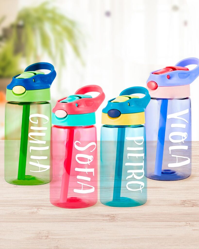 BORRACCIA PER BAMBINI 500 ML SCUOLA PERSONALIZZATA CON NOME ARCOBALENO