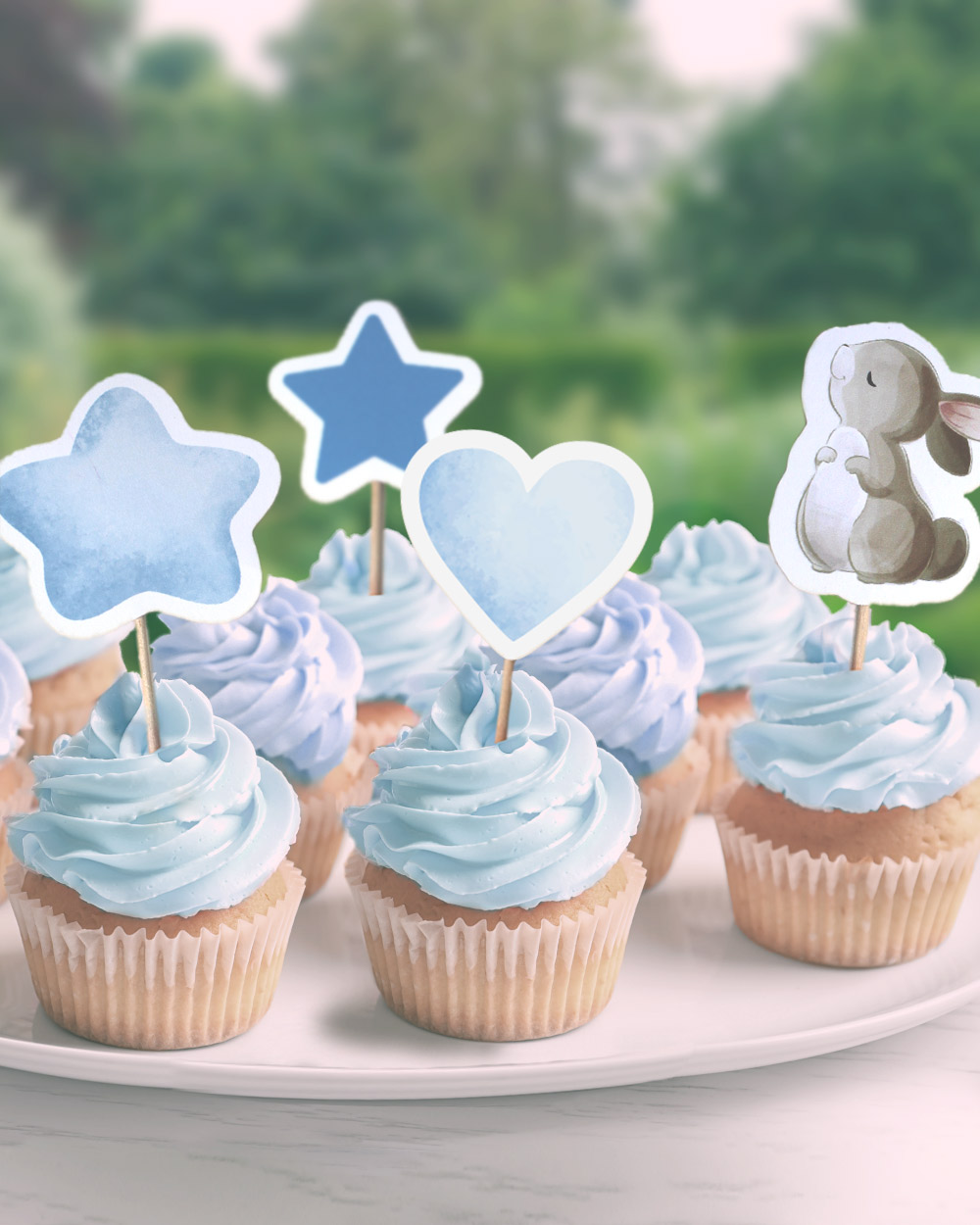 Set di 5 Cake Topper Personalizzabili con Nome - Idea Decorazione per Torte  e Cupcake, per Battesimo Bimbo