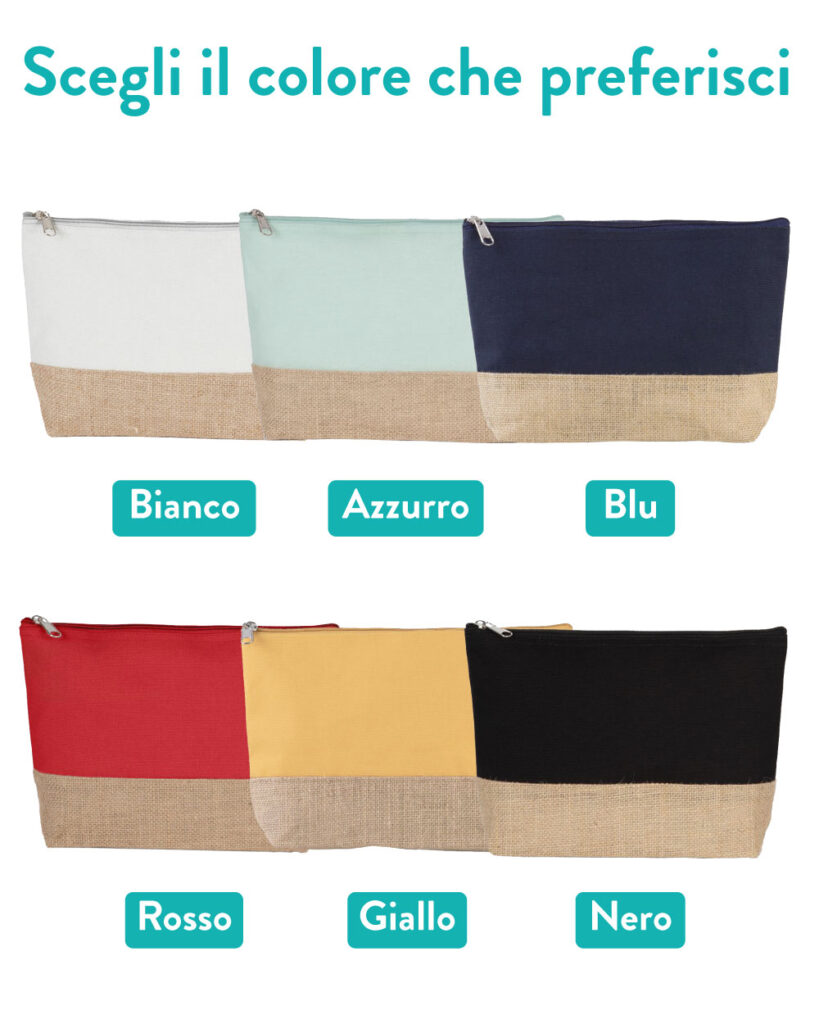 Pochette In Juta E Poliestere 20x15 Cm Con Chiusura Zip - Decorata Con Frase Ispirazionale, Regalo Personalizzabile