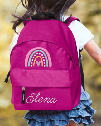 zaino-scuola-bambina-arcobaleno-rosa-fucsia-personalizzabile