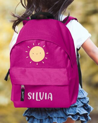 zaino-scuola-bambina-sole-rosa-fucsia-personalizzabile