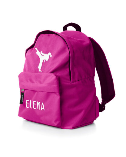 zaino-scuola-bambina-sport-karate-rosa-fucsia-personalizzabile-dettaglio