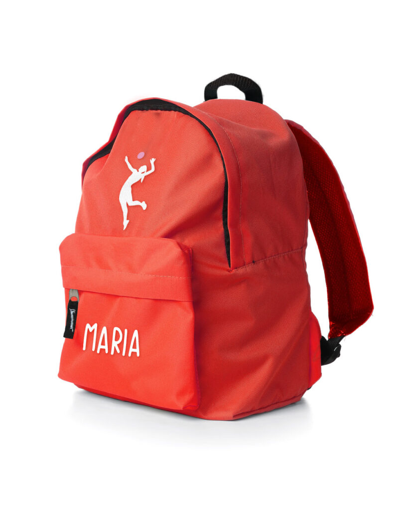 zaino-scuola-bambina-sport-pallavolo-rosso-fucsia-personalizzabile-dettaglio