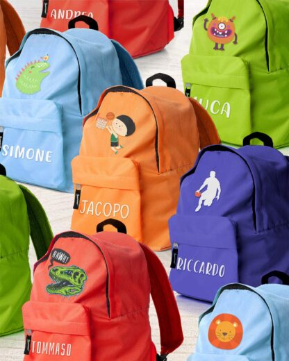 zaino-scuola-bambino-leone-leoncino-verde-personalizzabile