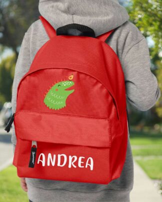 zaino-scuola-bambino-dinosauro-rosso-personalizzabile