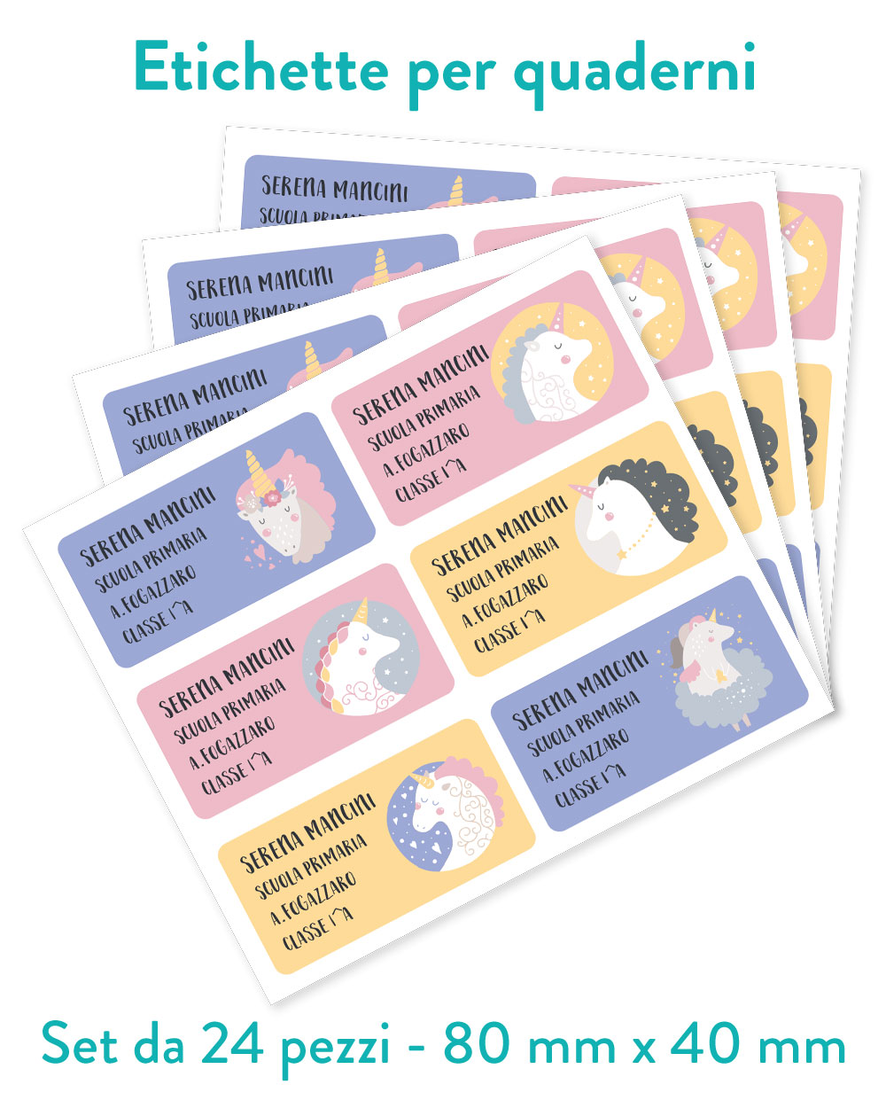 Kit Set Etichette Adesive Personalizzate con Nome e Materie per la Scuola  Matite Libri Quaderni - Gadget Eventi
