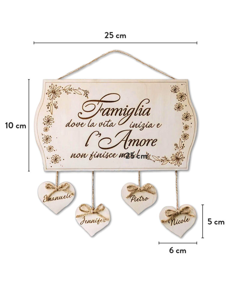 Targhetta Family in legno - Per la casa e per te - Decorare casa