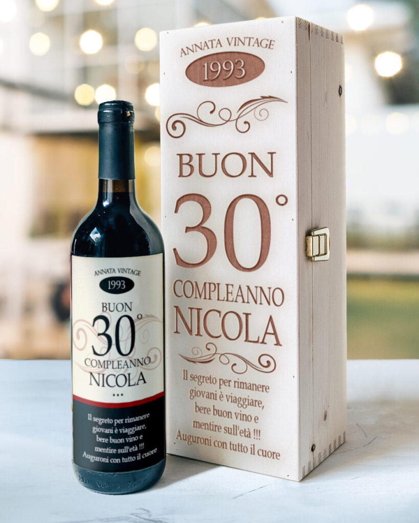 Cassettina Legno Etichetta Bottiglia 30 Anni
