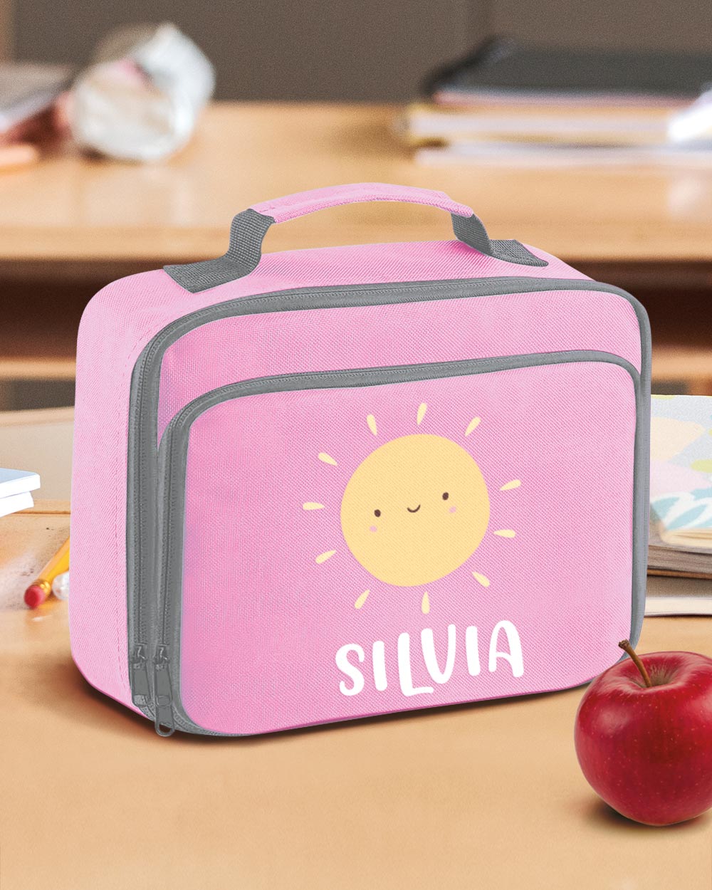 Borsa Frigo Termica Cestino Porta Merenda Scuola e Asilo Personalizzata con  Nome e Sole - Idea Scuola Bambina, Back to School