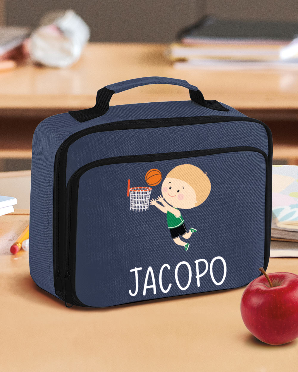 Borsa Frigo Termica Cestino Porta Merenda Scuola e Asilo Personalizzata con  Nome e Giocatore di Basket- Idea Scuola Bambino, Back to School