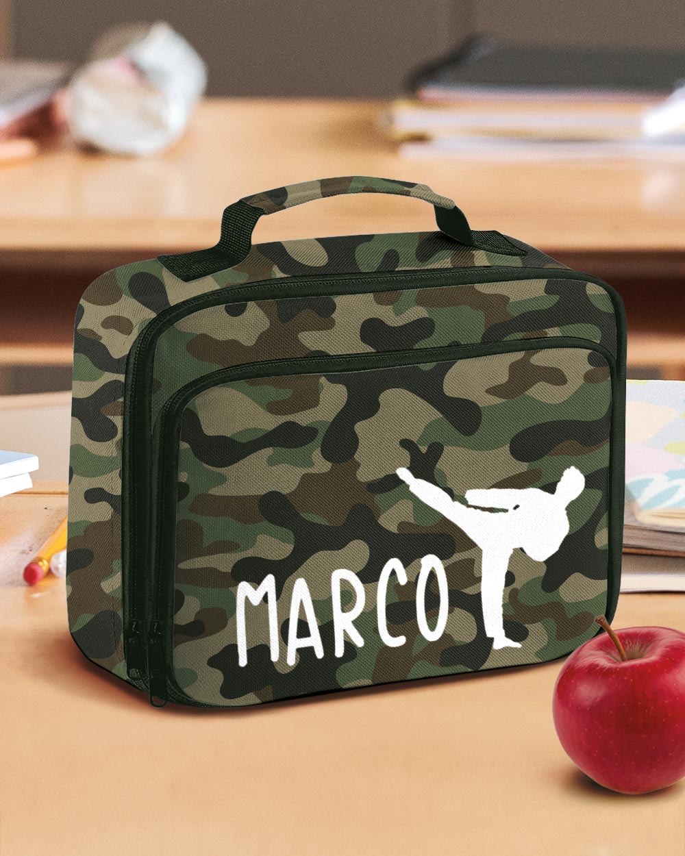 Borsa Frigo Termica Cestino Porta Merenda Scuola e Asilo Personalizzata con  Nome a Tema Sport Karate- Idea Scuola Bambino, Back to School