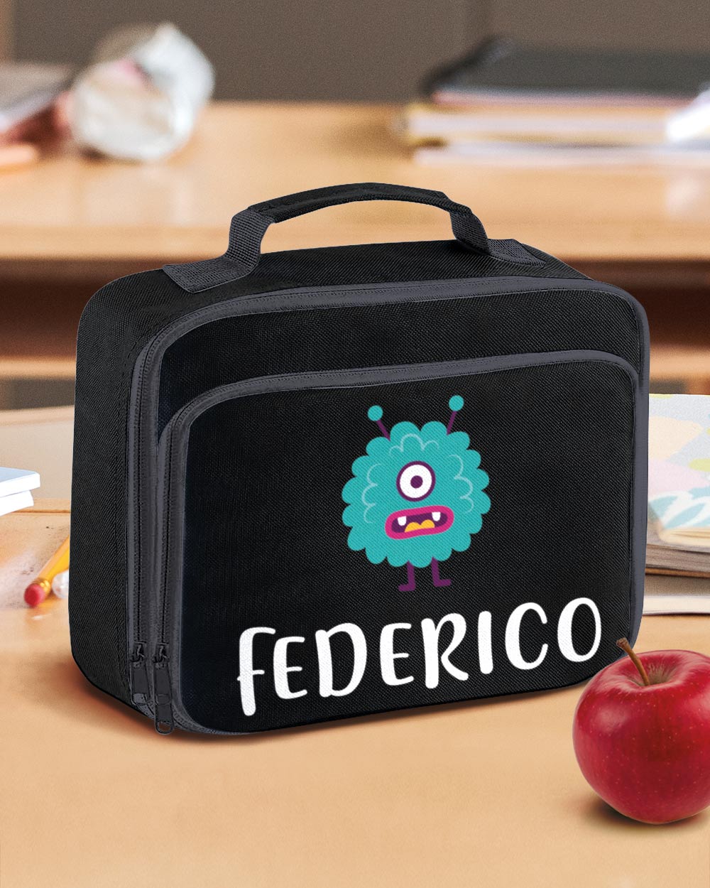 Borsa Frigo Termica Cestino Porta Merenda Scuola e Asilo Personalizzata con  Nome e Mostricciattolo - Idea Scuola Bambino, Back to School