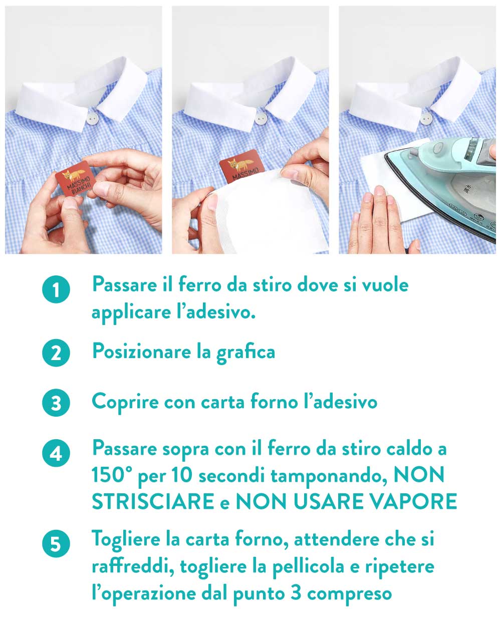 Set di 10 Etichette Termoadesive Scuola per Vestiti Bambino  Personalizzabili con Nome e Simbolo - Ideali per Asilo e Scuola