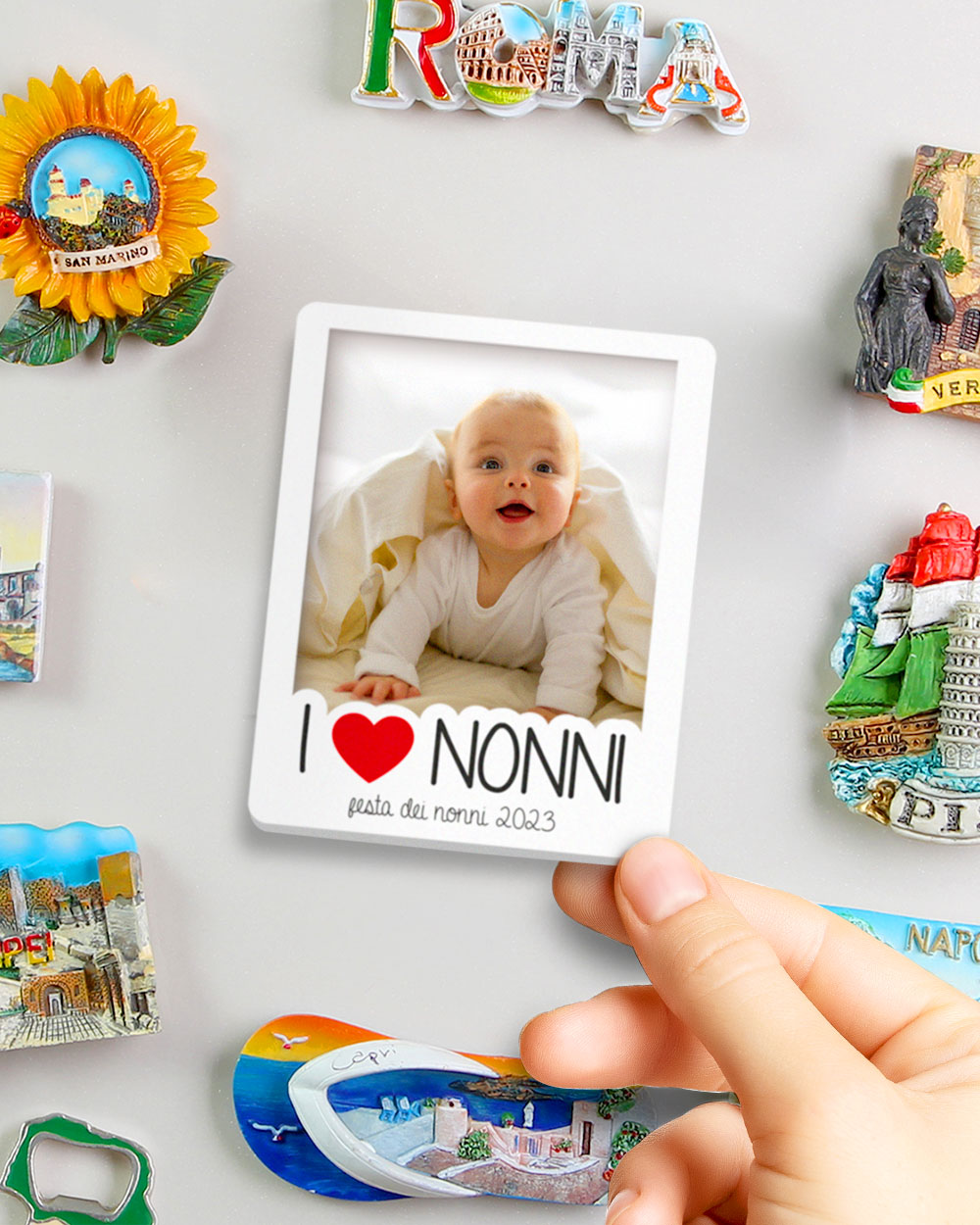 Magnete Calamita da Frigo Polaroid Personalizzata con Foto e Dedica I Love  Nonni - Idea Regalo Festa dei Nonni