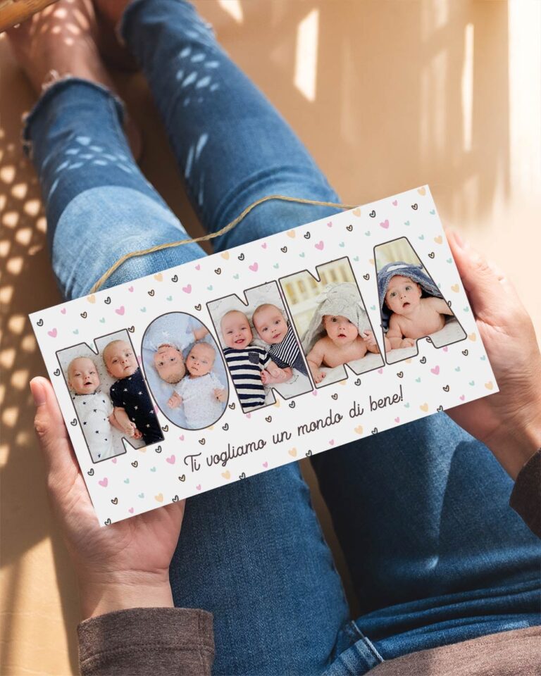 Targhetta da Appendere in Legno Ti Voglio Bene Nonna Rosa a Pois