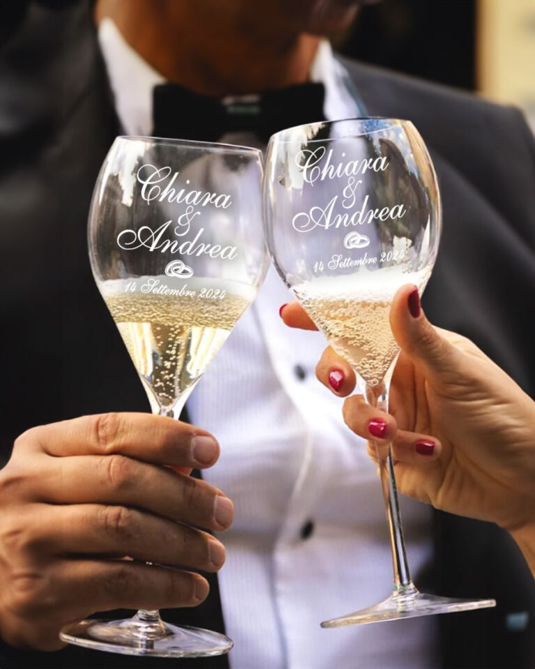 Maturi Set Di Due Bicchieri Da Vino Senza Stelo Mr Right Mrs Always - Foto 5