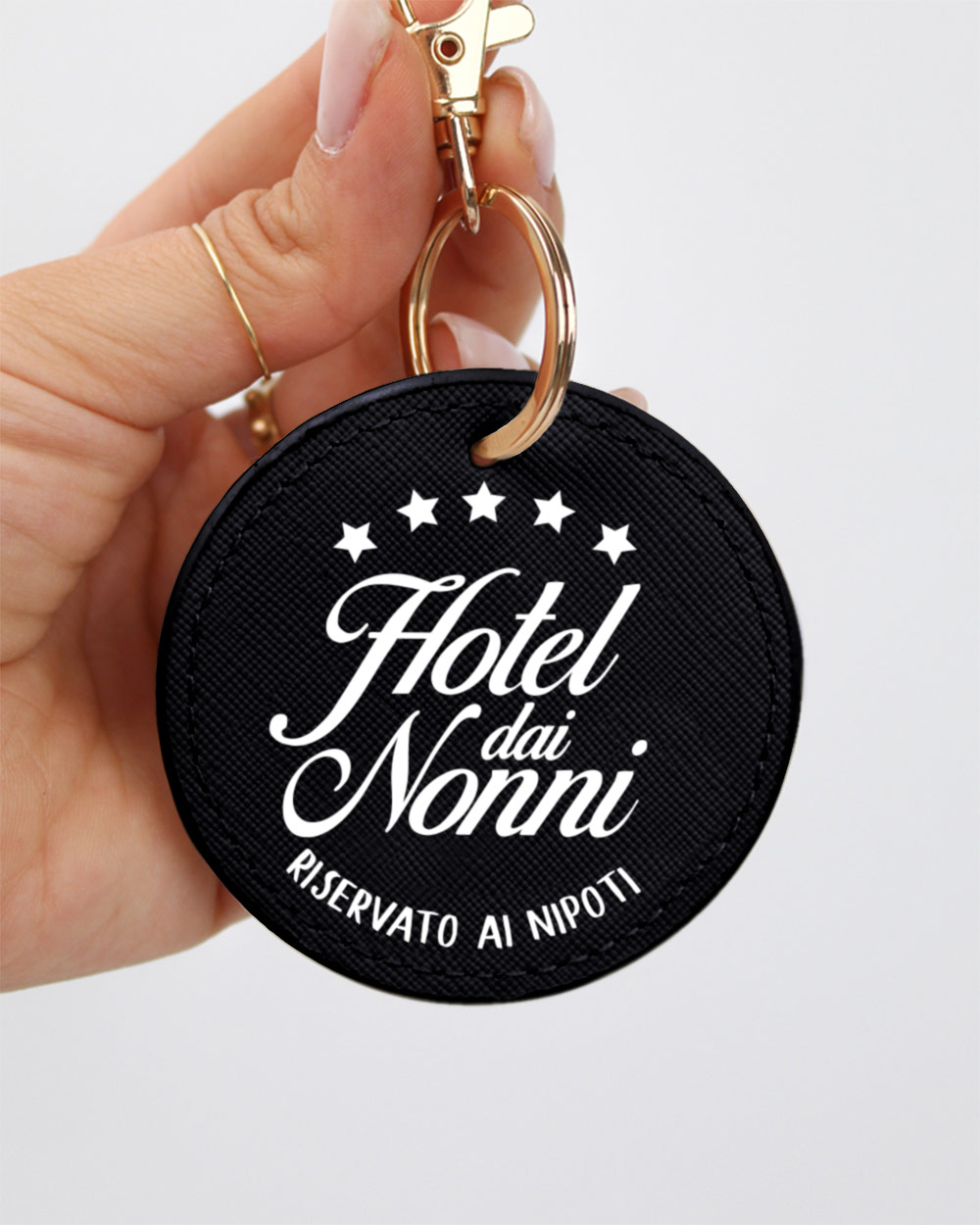 Portachiavi Tondo in Ecopelle Personalizzato Hotel dai Nonni - Idea  Regalo per i Nonni, Festa dei Nonni