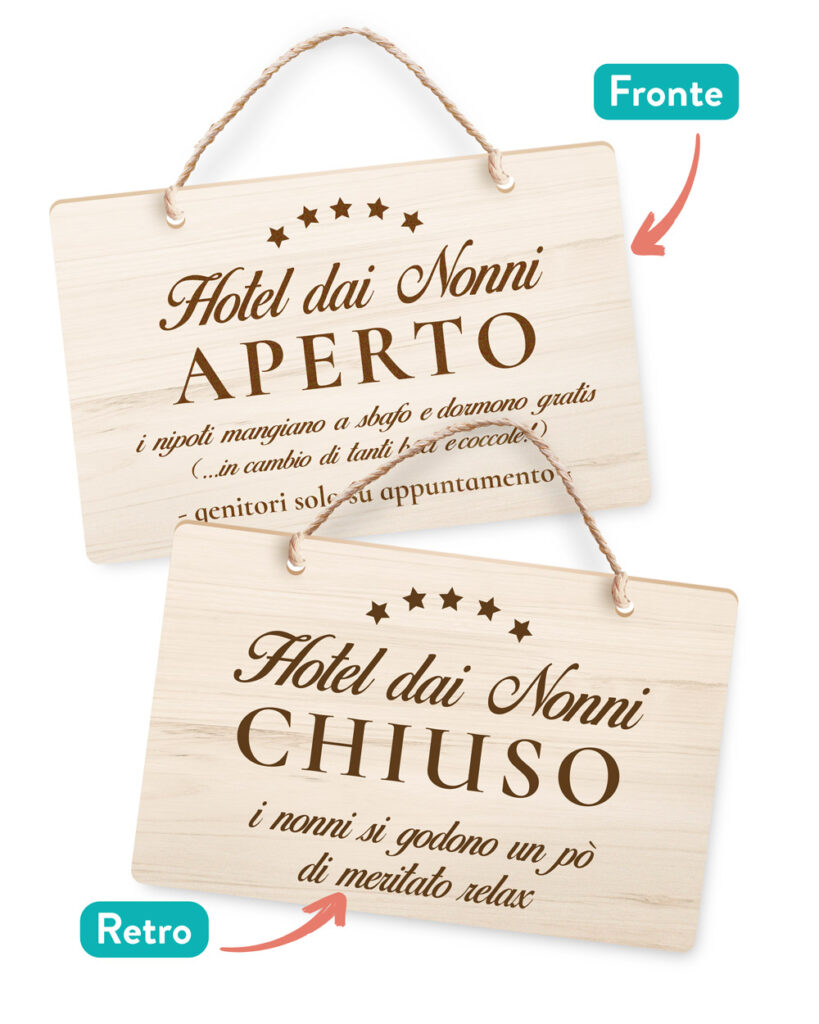 Targhetta In Legno Per Nonni - 'Qui Si Coccolano Nipoti', 10x15 Cm, Idea Regalo Personalizzata - Foto 14