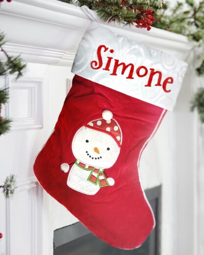 Calza Natalizia Personalizzata con Nome e Decorazione Pupazzo di Neve