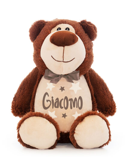 Orsetto di Peluche Marrone Personalizzato con Nome del Bambino e Stelline