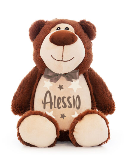 Orsetto di Peluche Marrone Personalizzato con Nome del Bambino e Stelline - immagine 3