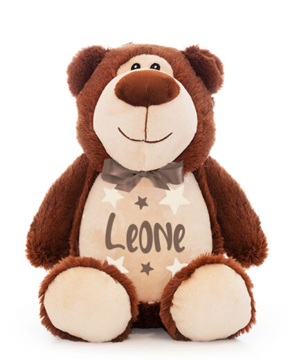 Orsetto di Peluche Marrone Personalizzato con Nome del Bambino e Stelline - immagine 2