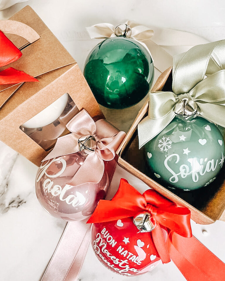 Pallina Di Natale Personalizzata Con Foto E Testo - Ornamento Trasparente 8 Cm, Regalo Per Famiglia