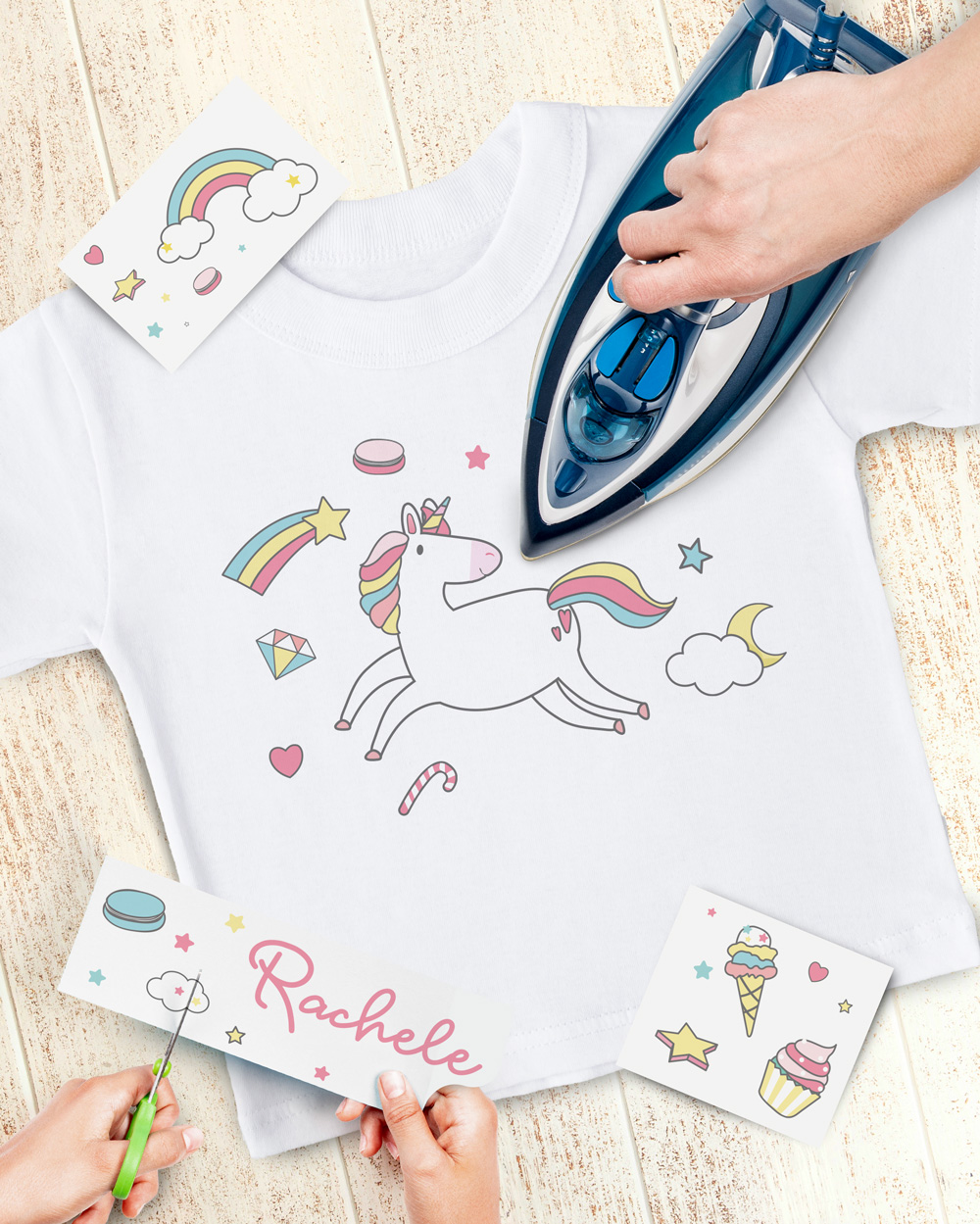 Set Unicorni Trasferibili Adesivi Personalizza Abbigliamento Fai da Te a  Casa per Bambini