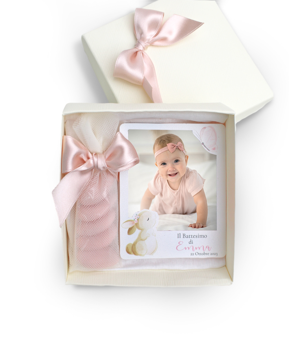 Calamita in Stile Polaroid Personalizzata con Nome, Data e Evento - Idea  Bomboniera per Battesimo, Nascita Bambina
