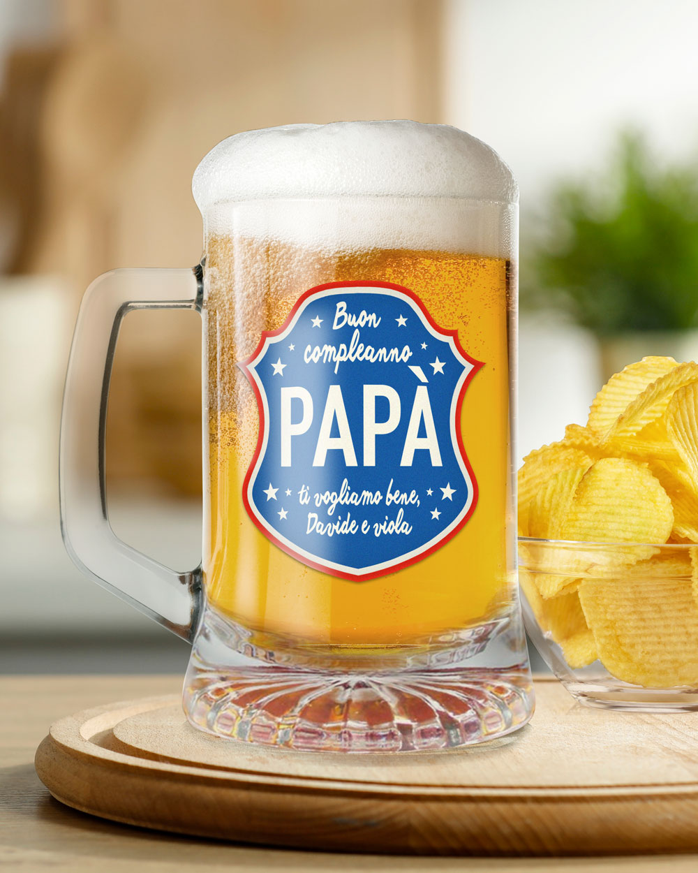 Bicchiere da Birra Buon Compleanno Papà Personalizzato con