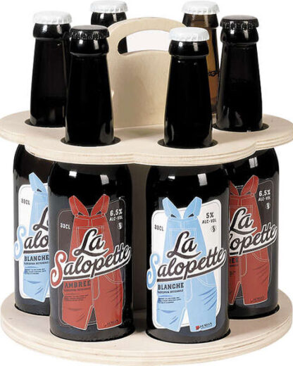 Base Girevole Porta Birra in Legno per 6 Birre Long Neck