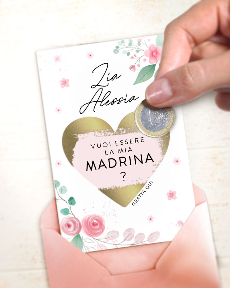 Cosa Si Regala Alla Madrina Di Cresima Cartolina Gratta-e-Vinci Personalizzata con Nome " Vuoi Essere la Mia