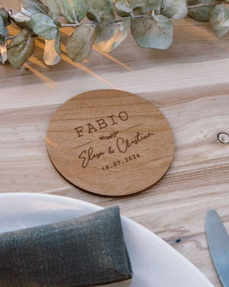 Segnaposto Sottobicchieri in Legno Personalizzati con Nome, Nome degli  Sposi e Data - Idea Decorazione per Tavolo Matrimonio, Nozze