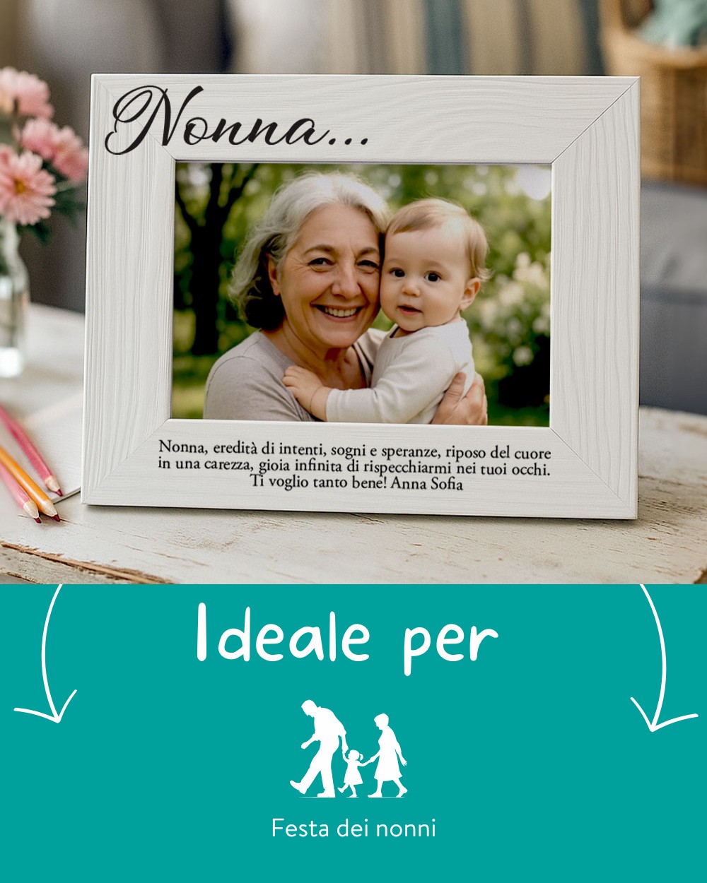 Cornice in Legno "Nonna" Personalizzata con Dedica - Idea Regalo per la Nonna, Bisnonna, Festa dei Nonni - immagine 7