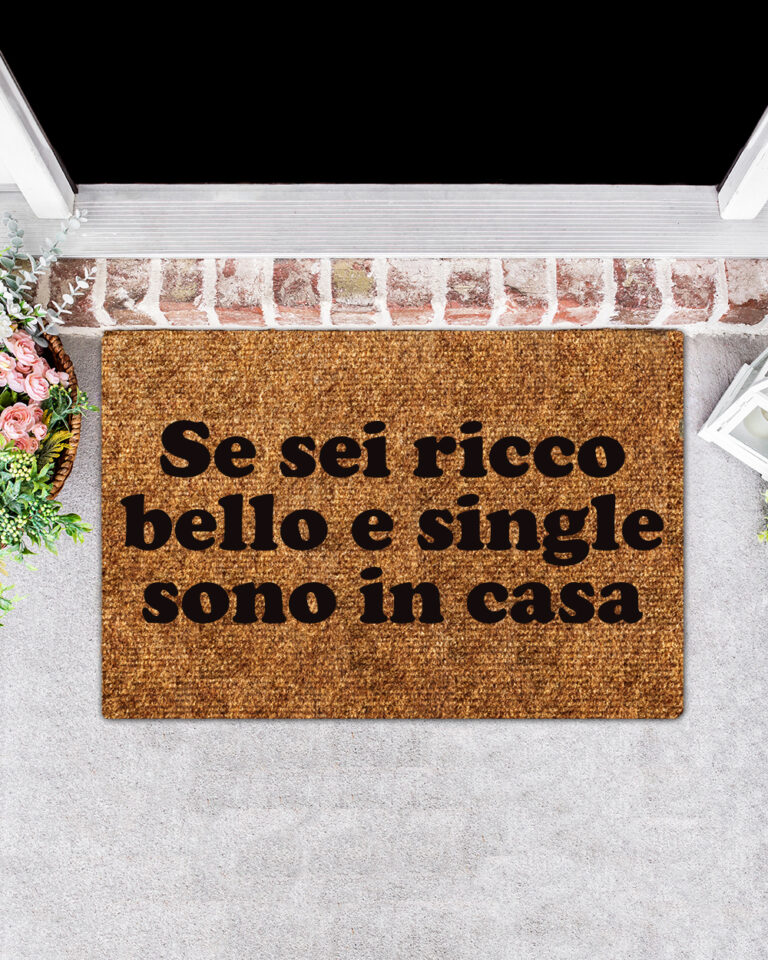 Zerbino 45x75 cm in coir Hello e pallini bianchi
