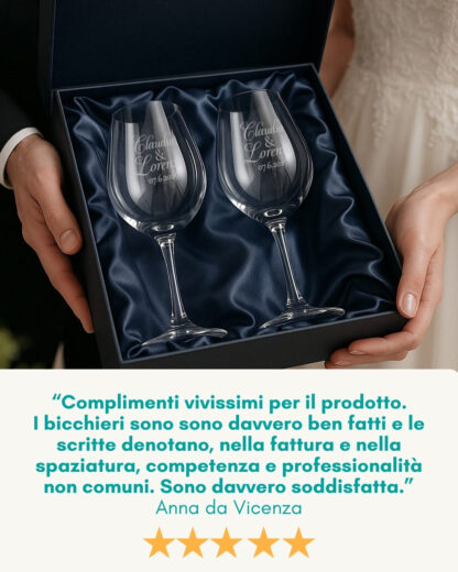 Coppia di Calici da Vino Personalizzati con Nomi e Data in Corsivo - Idea Regalo per Anniversario, Matrimonio - immagine 13